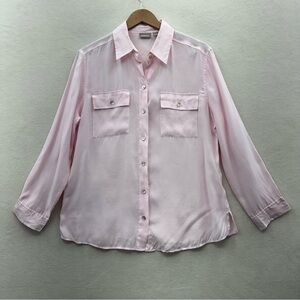 Chico's Women’s 2 (Large) Light Pink Long Sleeve Button Up